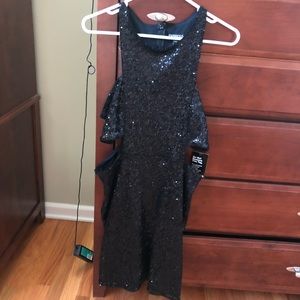 Cute Black Sequin Express Body Con Cutout Dress